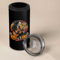 Halloween Rock 4 in 1 Can Cooler Tumbler Skeleton Playing Guitar Rock And Roll