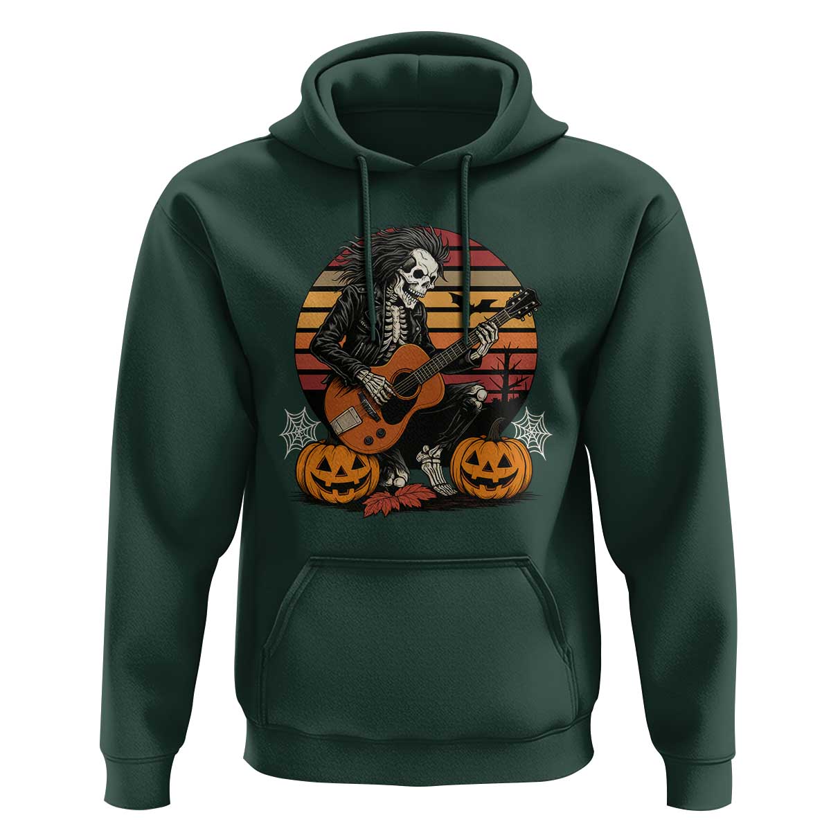 Halloween Rock Hoodie Skeleton Playing Guitar Rock And Roll - Wonder Print Shop