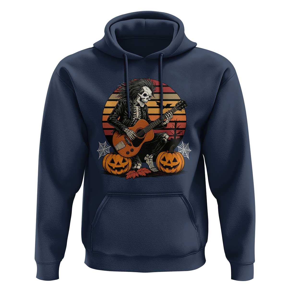 Halloween Rock Hoodie Skeleton Playing Guitar Rock And Roll - Wonder Print Shop