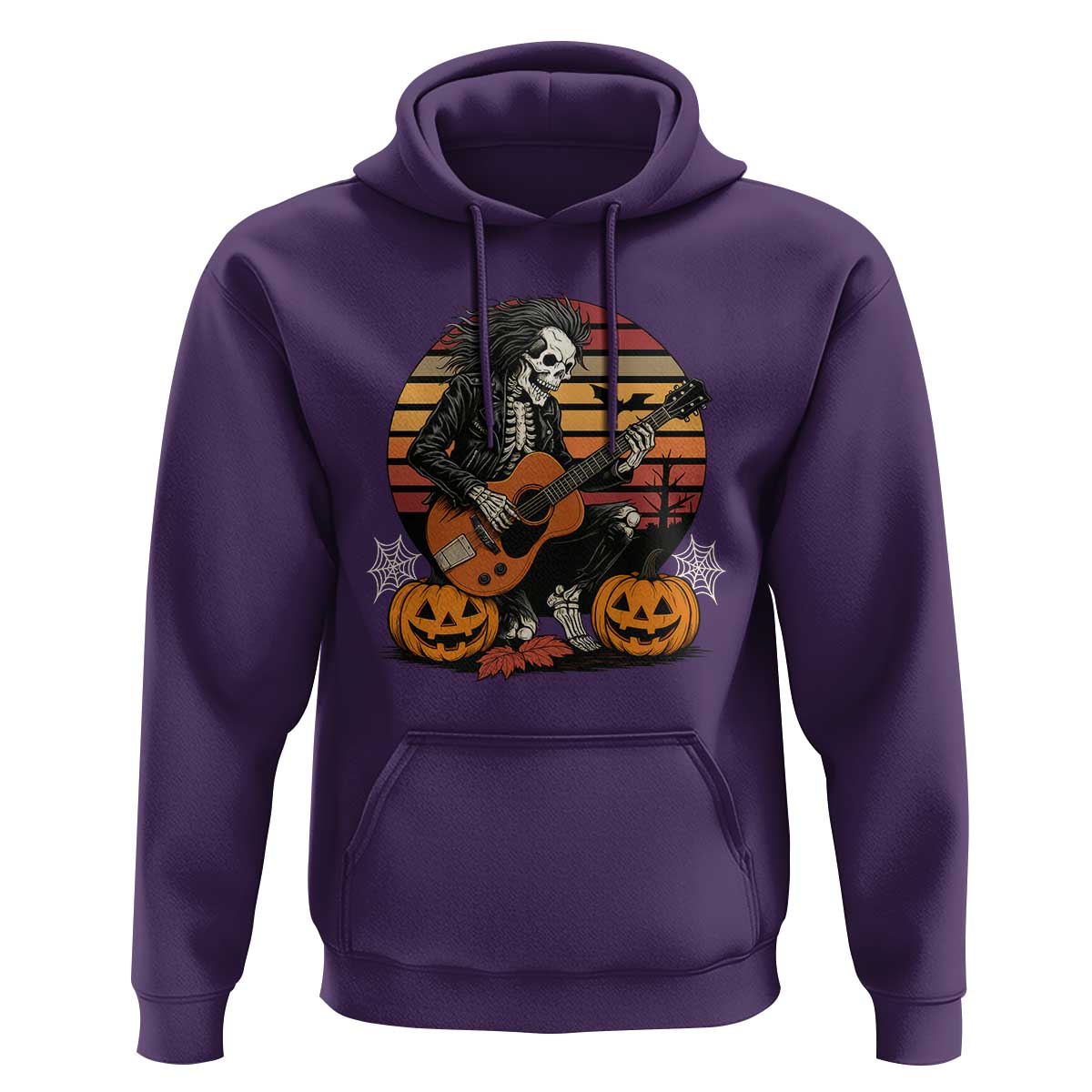 Halloween Rock Hoodie Skeleton Playing Guitar Rock And Roll - Wonder Print Shop