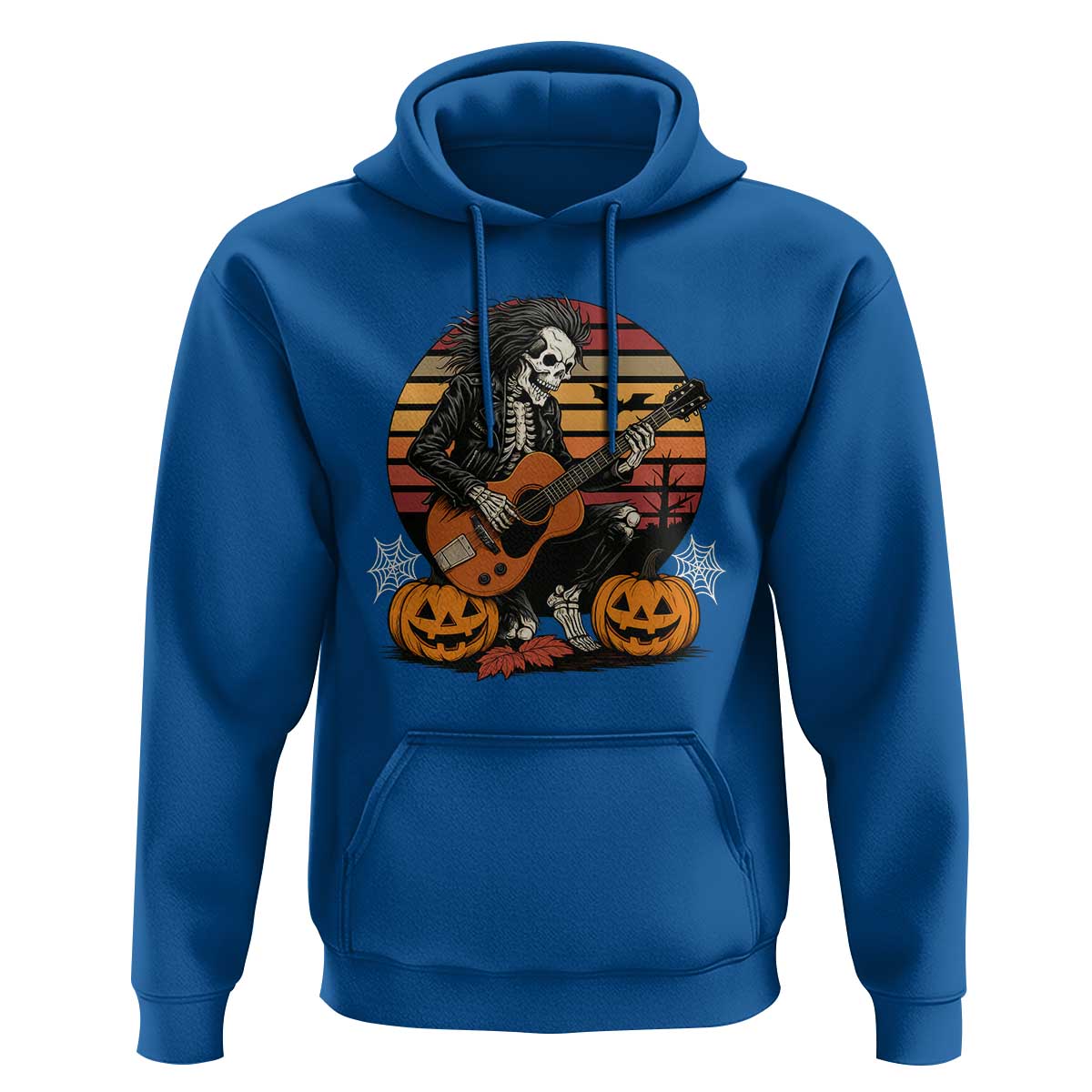 Halloween Rock Hoodie Skeleton Playing Guitar Rock And Roll - Wonder Print Shop