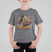 Halloween Rock T Shirt For Kid Skeleton Playing Guitar Rock And Roll - Wonder Print Shop