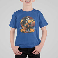 Halloween Rock T Shirt For Kid Skeleton Playing Guitar Rock And Roll - Wonder Print Shop