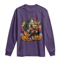 Halloween Rock Long Sleeve Shirt Skeleton Playing Guitar Rock And Roll - Wonder Print Shop