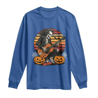 Halloween Rock Long Sleeve Shirt Skeleton Playing Guitar Rock And Roll - Wonder Print Shop