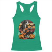 Halloween Rock Racerback Tank Top Skeleton Playing Guitar Rock And Roll - Wonder Print Shop