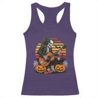 Halloween Rock Racerback Tank Top Skeleton Playing Guitar Rock And Roll - Wonder Print Shop