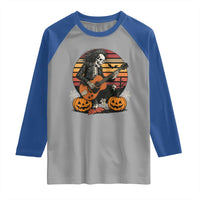 Halloween Rock Raglan Shirt Skeleton Playing Guitar Rock And Roll - Wonder Print Shop