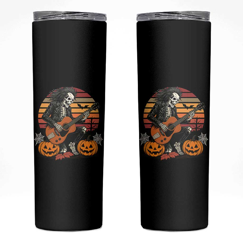 Halloween Rock Skinny Tumbler Skeleton Playing Guitar Rock And Roll