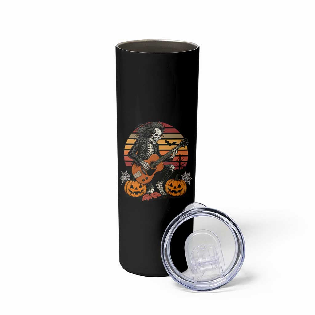 Halloween Rock Skinny Tumbler Skeleton Playing Guitar Rock And Roll