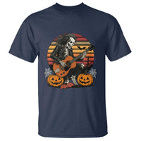 Halloween Rock T Shirt Skeleton Playing Guitar Rock And Roll - Wonder Print Shop