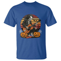 Halloween Rock T Shirt Skeleton Playing Guitar Rock And Roll - Wonder Print Shop