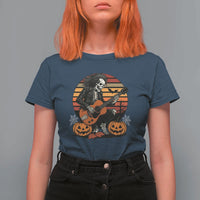 Halloween Rock T Shirt For Women Skeleton Playing Guitar Rock And Roll - Wonder Print Shop