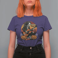 Halloween Rock T Shirt For Women Skeleton Playing Guitar Rock And Roll - Wonder Print Shop