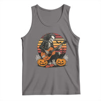 Halloween Rock Tank Top Skeleton Playing Guitar Rock And Roll - Wonder Print Shop