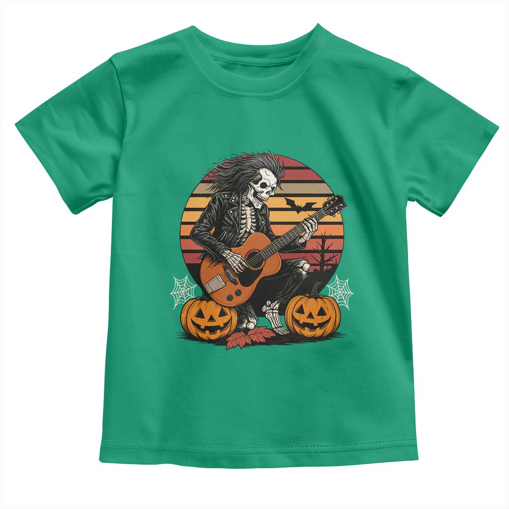 Halloween Rock Toddler T Shirt Skeleton Playing Guitar Rock And Roll - Wonder Print Shop