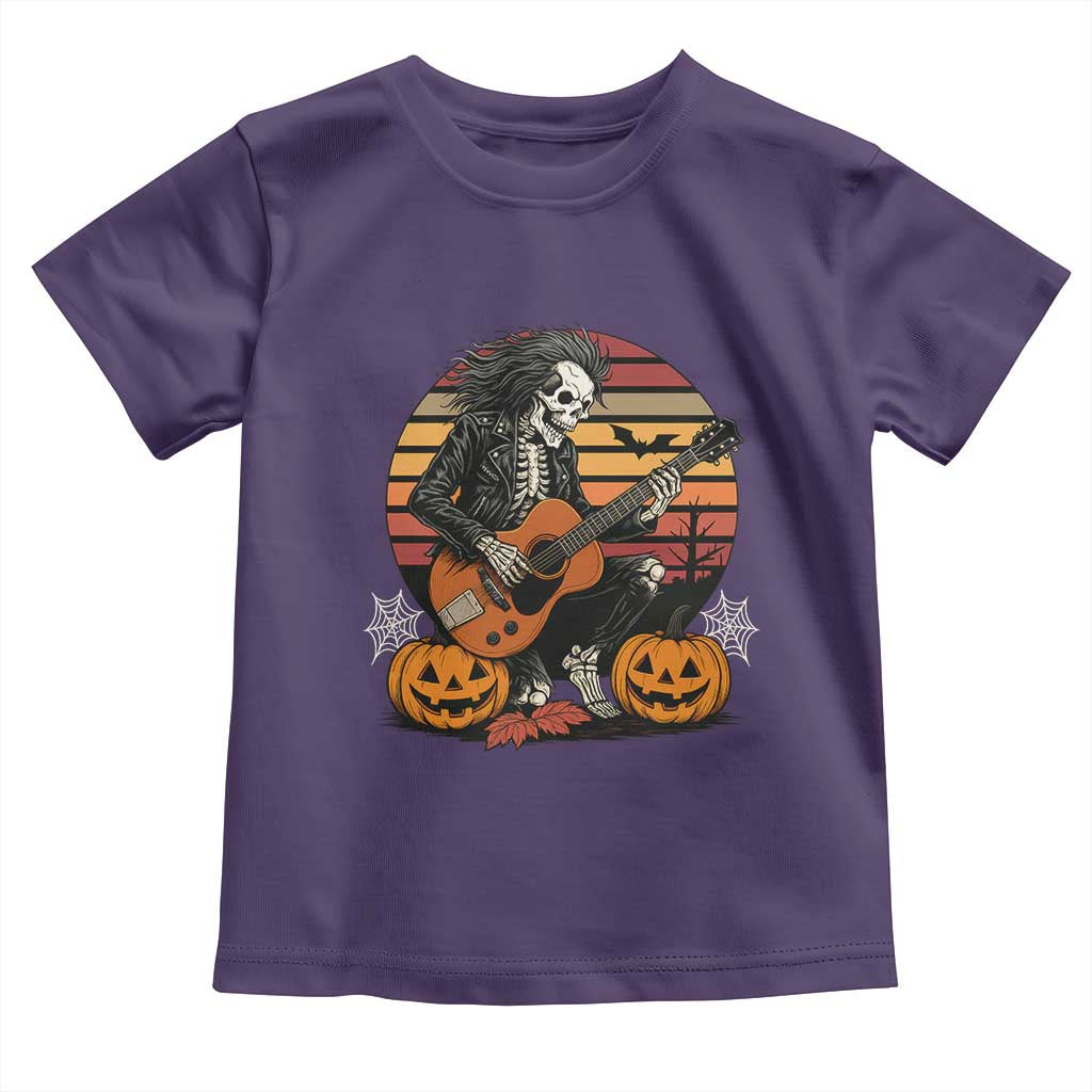 Halloween Rock Toddler T Shirt Skeleton Playing Guitar Rock And Roll - Wonder Print Shop