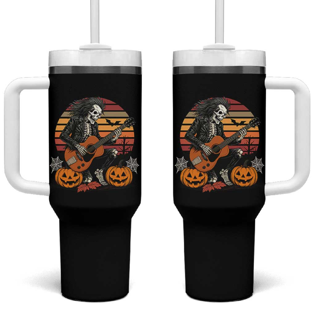 Halloween Rock Tumbler With Handle Skeleton Playing Guitar Rock And Roll