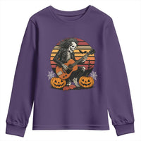 Halloween Rock Youth Sweatshirt Skeleton Playing Guitar Rock And Roll - Wonder Print Shop