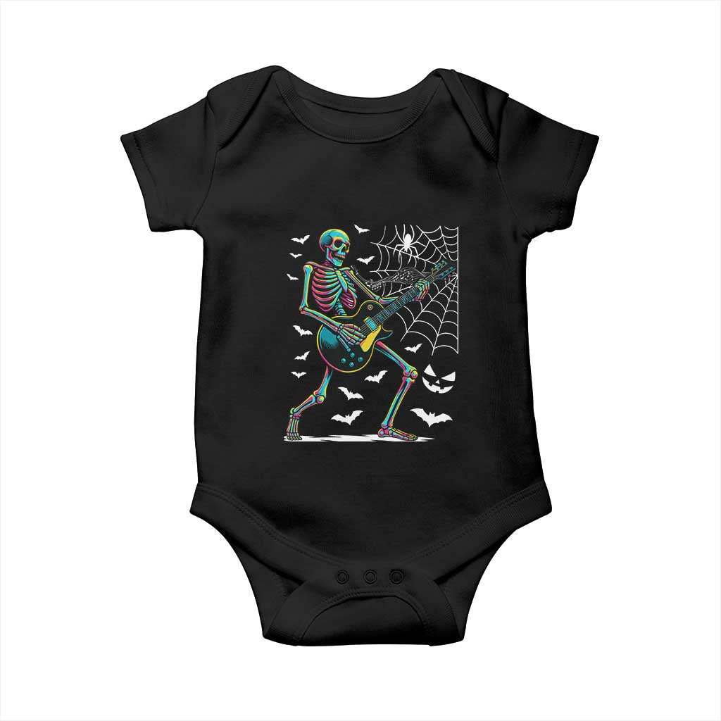 Halloween Rock And Roll Baby Onesie Skeleton Playing Guitar - Wonder Print Shop