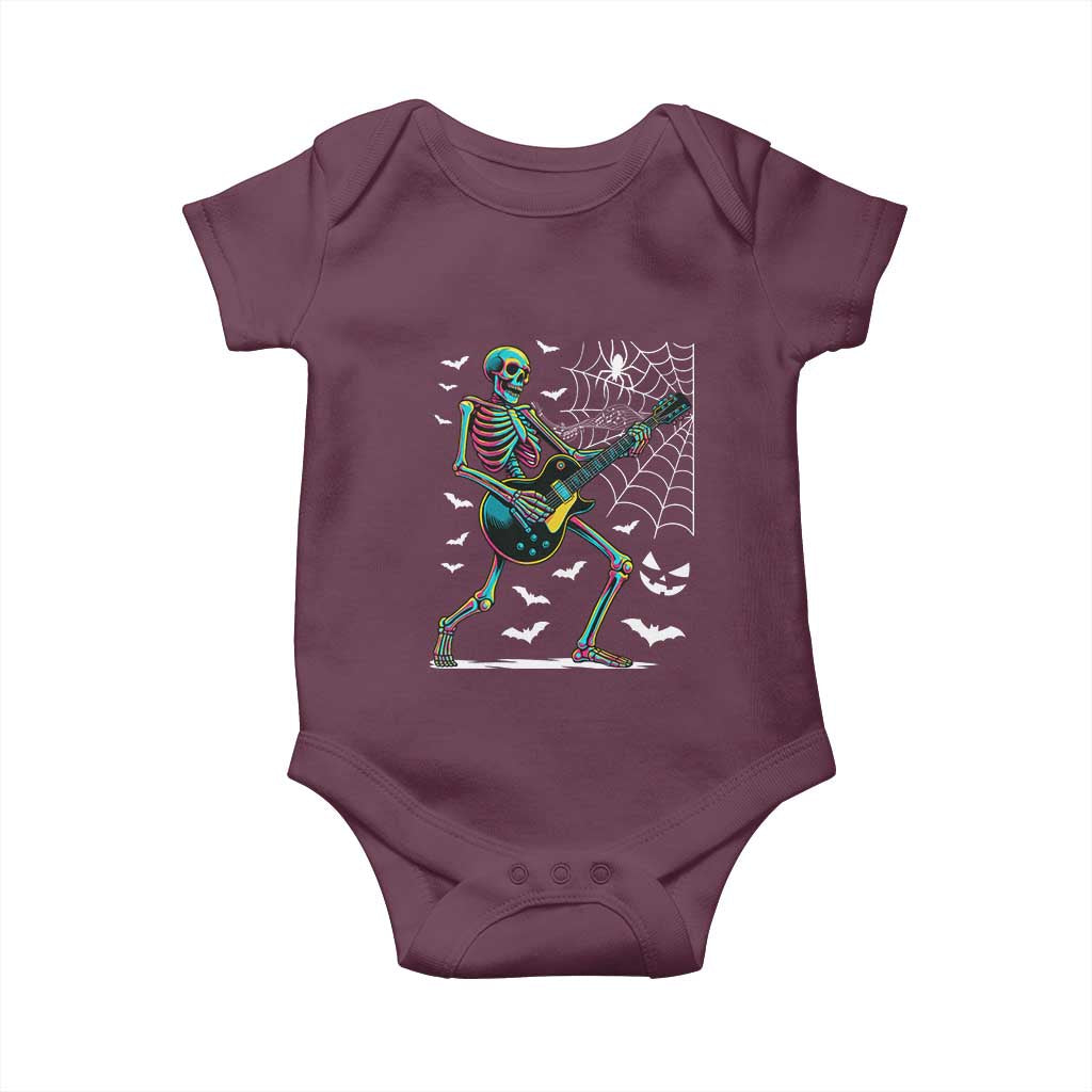 Halloween Rock And Roll Baby Onesie Skeleton Playing Guitar - Wonder Print Shop