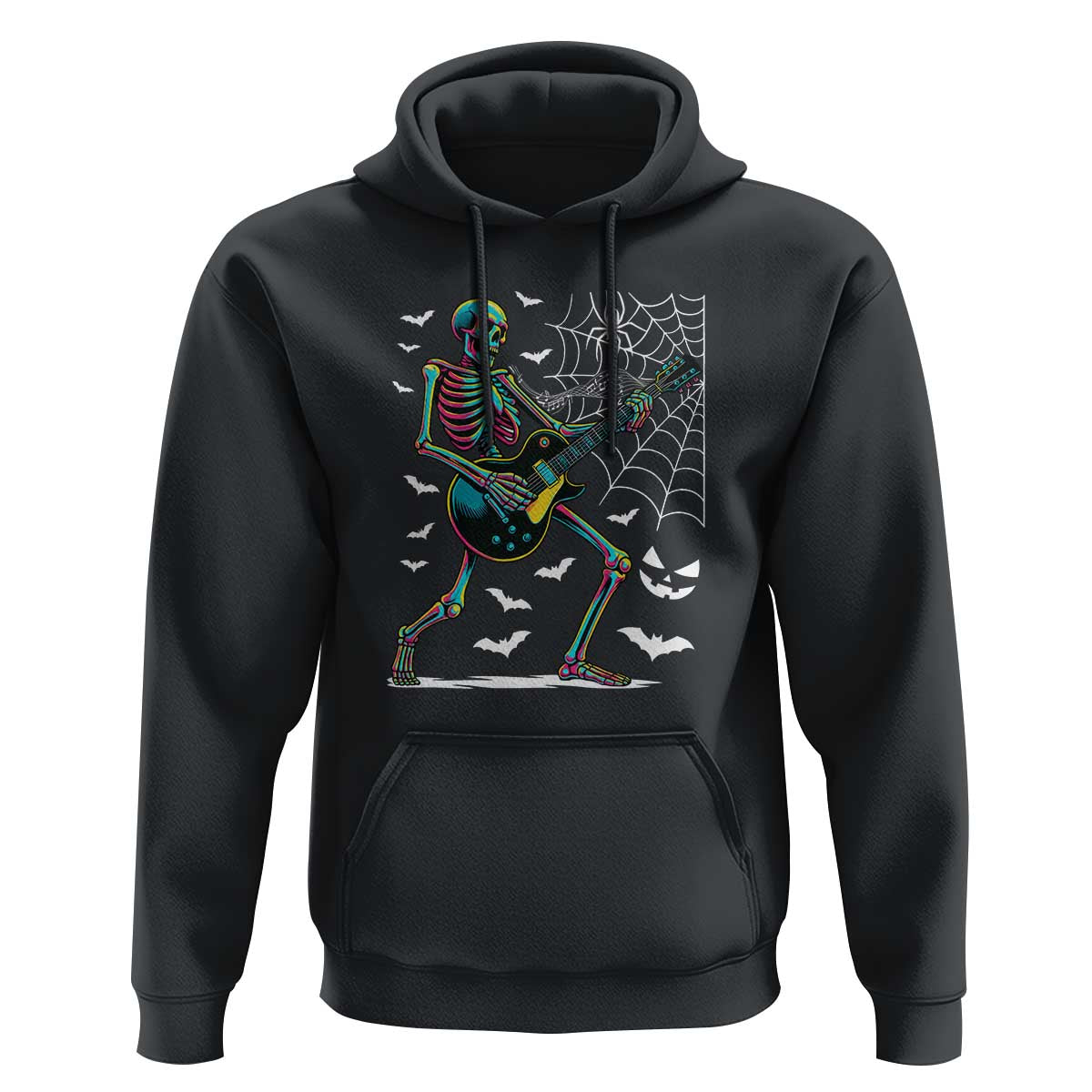 Halloween Rock And Roll Hoodie Skeleton Playing Guitar - Wonder Print Shop