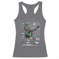 Halloween Rock And Roll Racerback Tank Top Skeleton Playing Guitar - Wonder Print Shop