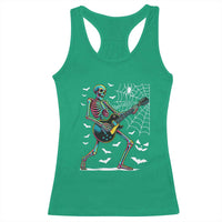 Halloween Rock And Roll Racerback Tank Top Skeleton Playing Guitar - Wonder Print Shop