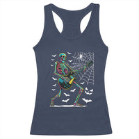Halloween Rock And Roll Racerback Tank Top Skeleton Playing Guitar - Wonder Print Shop