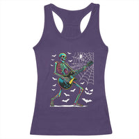 Halloween Rock And Roll Racerback Tank Top Skeleton Playing Guitar - Wonder Print Shop