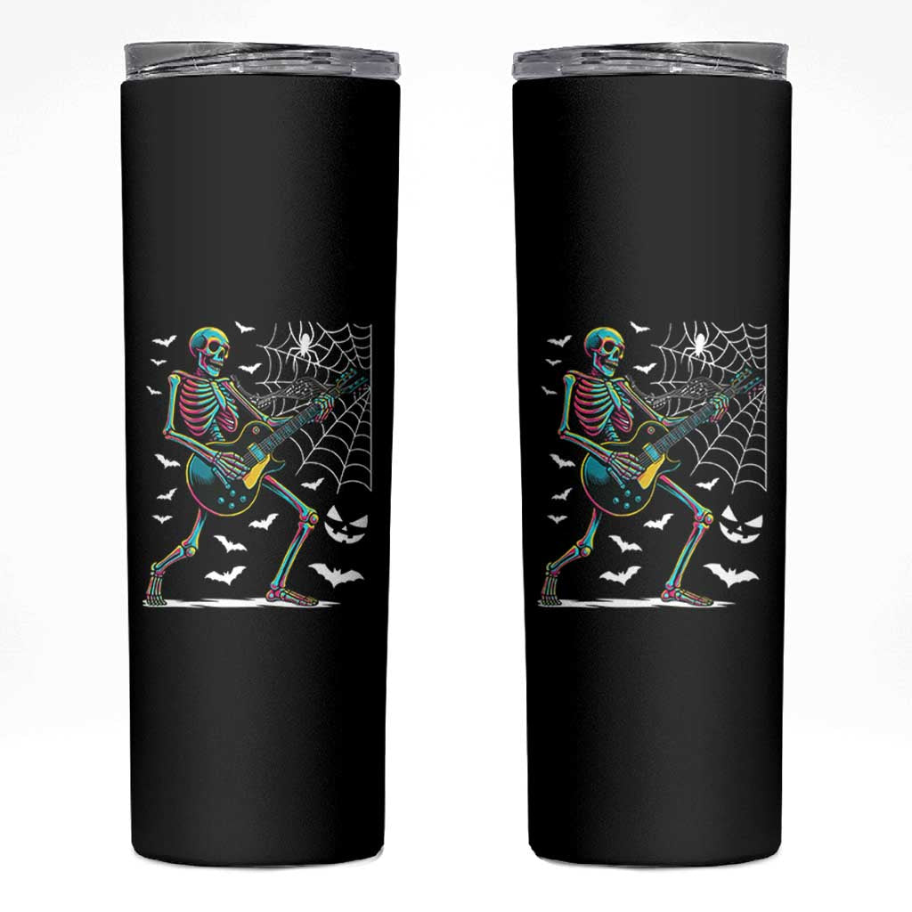 Halloween Rock And Roll Skinny Tumbler Skeleton Playing Guitar