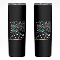 Halloween Rock And Roll Skinny Tumbler Skeleton Playing Guitar