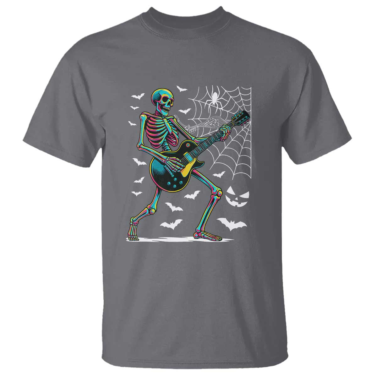 Halloween Rock And Roll T Shirt Skeleton Playing Guitar - Wonder Print Shop