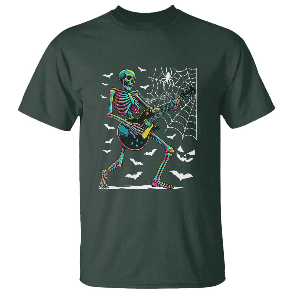 Halloween Rock And Roll T Shirt Skeleton Playing Guitar - Wonder Print Shop