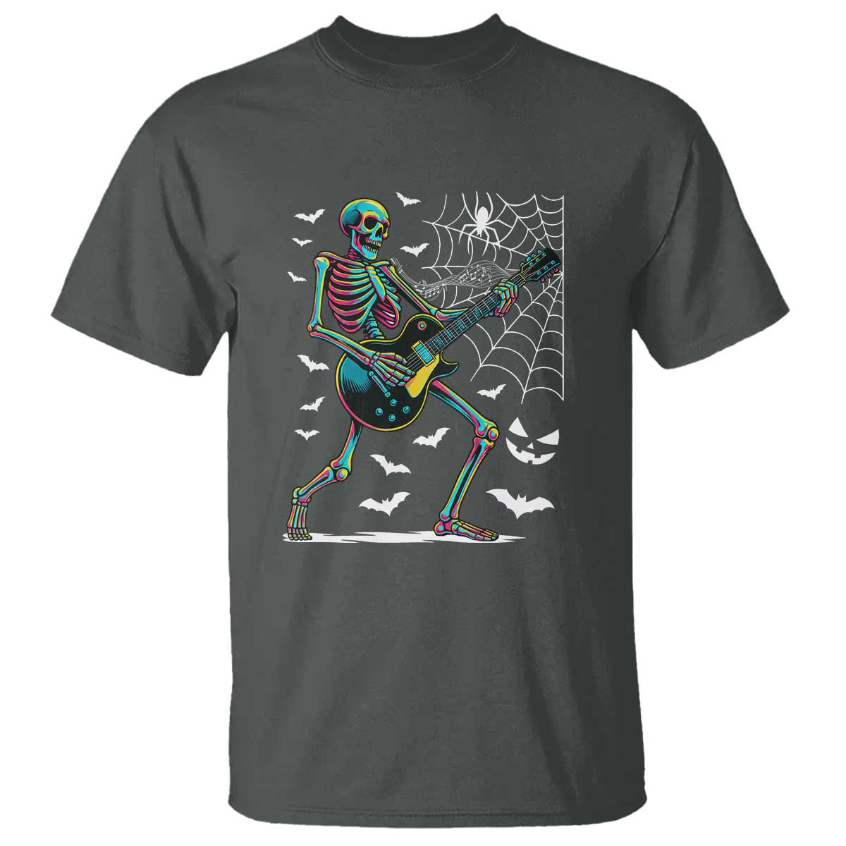 Halloween Rock And Roll T Shirt Skeleton Playing Guitar - Wonder Print Shop