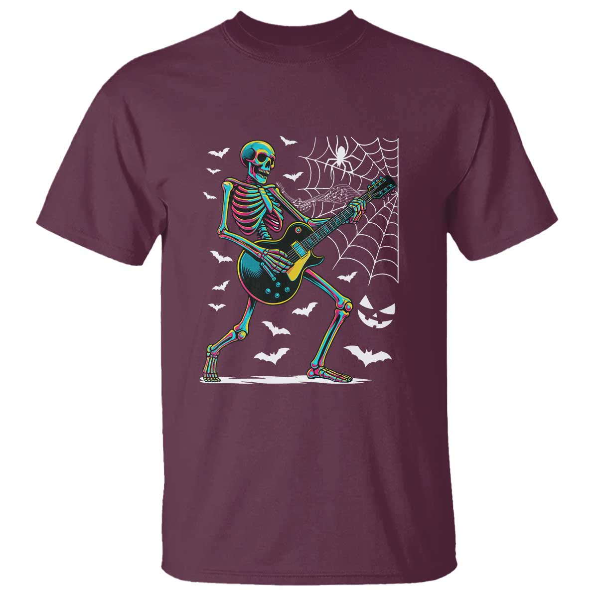 Halloween Rock And Roll T Shirt Skeleton Playing Guitar - Wonder Print Shop