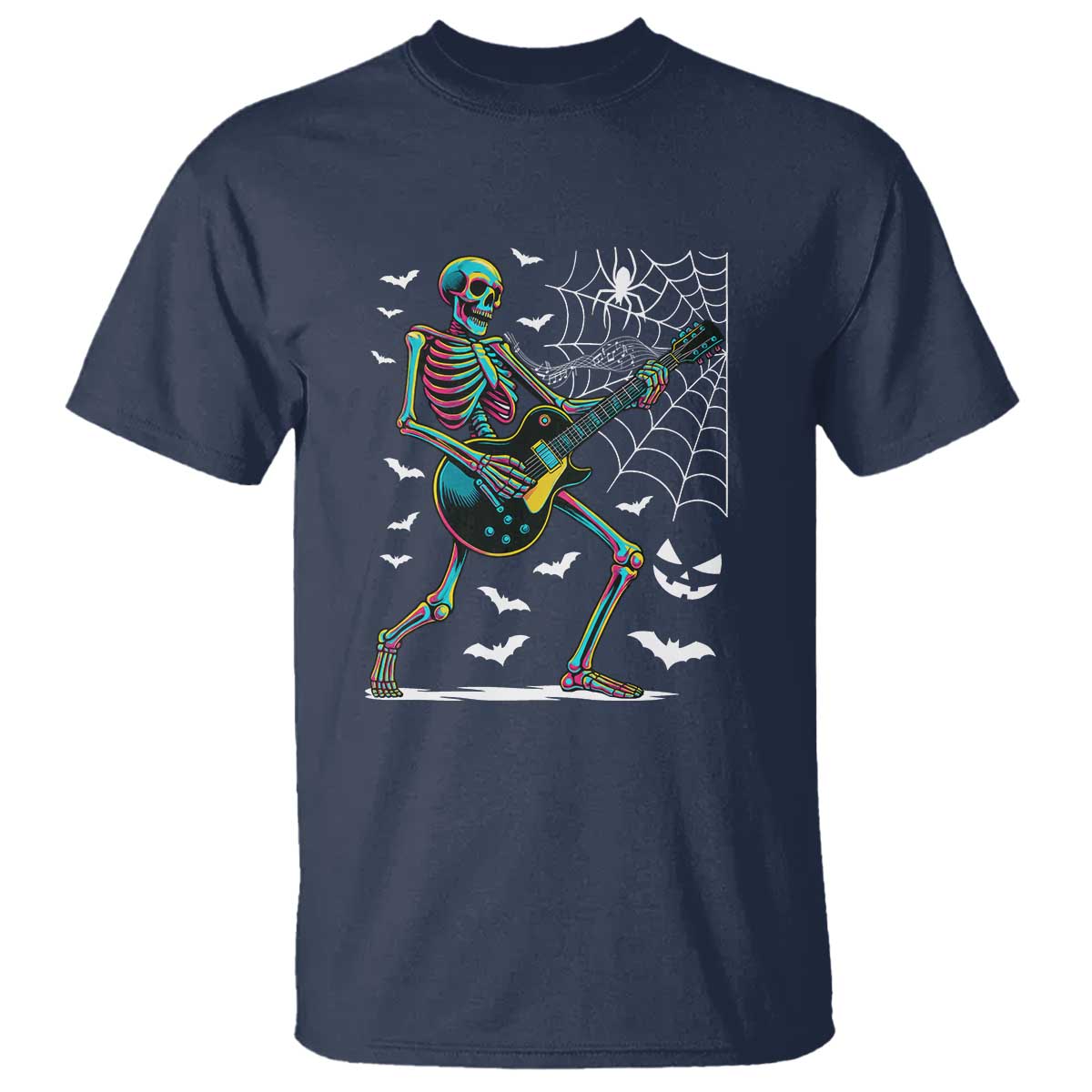 Halloween Rock And Roll T Shirt Skeleton Playing Guitar - Wonder Print Shop