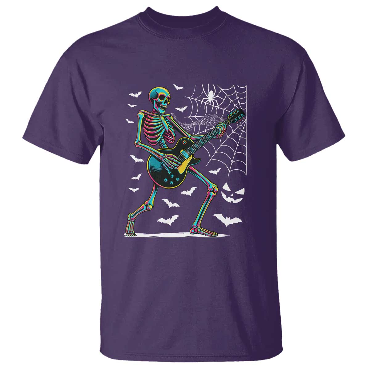 Halloween Rock And Roll T Shirt Skeleton Playing Guitar - Wonder Print Shop
