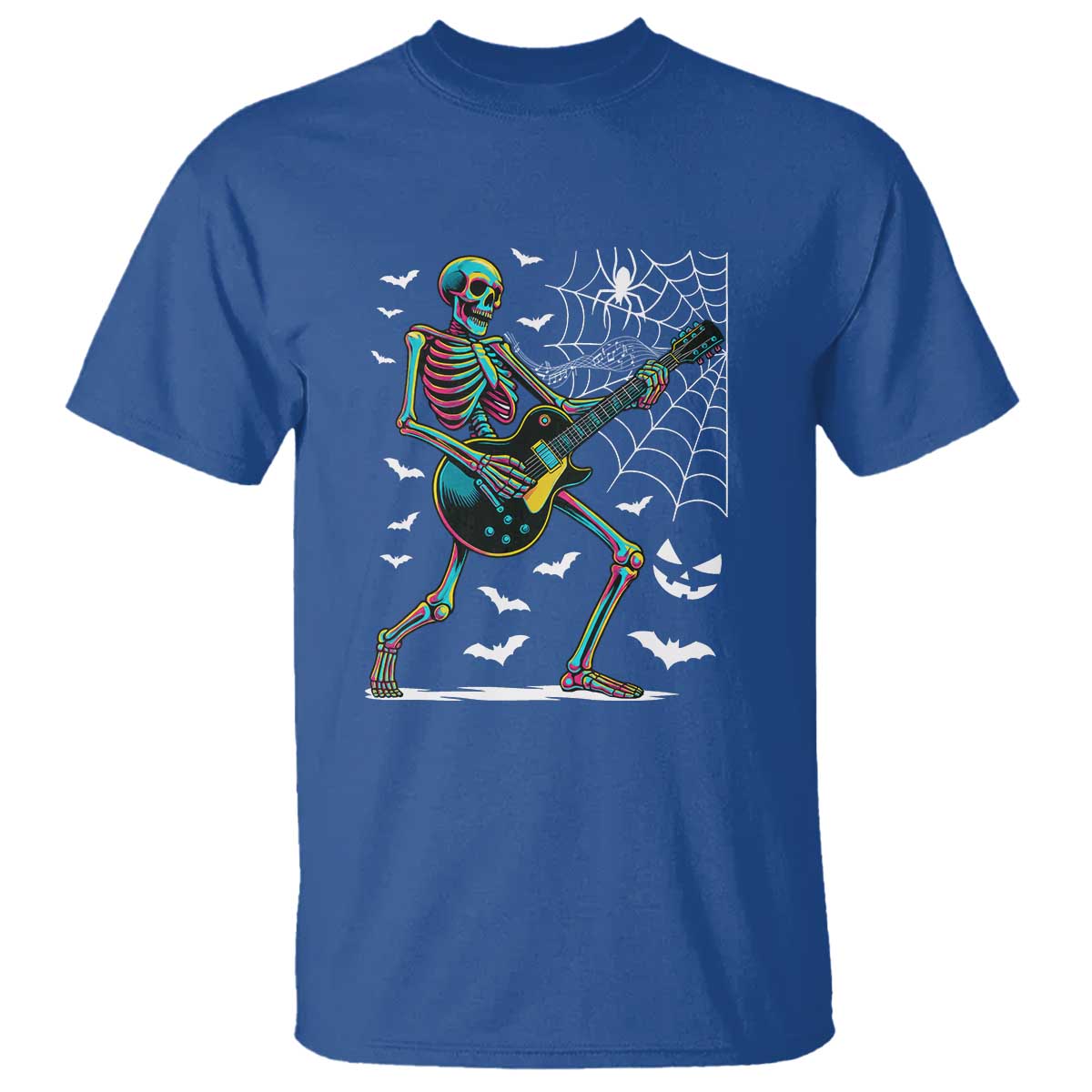 Halloween Rock And Roll T Shirt Skeleton Playing Guitar - Wonder Print Shop