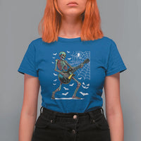 Halloween Rock And Roll T Shirt For Women Skeleton Playing Guitar - Wonder Print Shop
