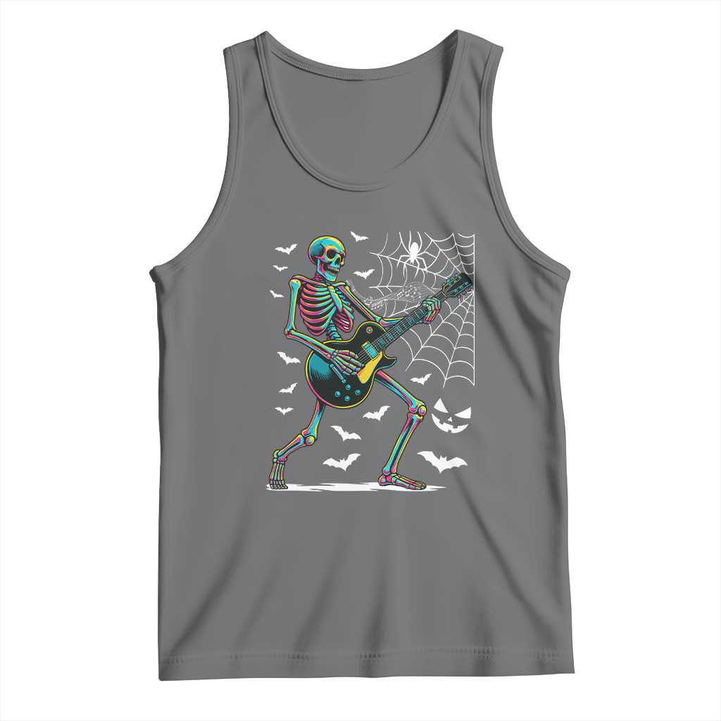 Halloween Rock And Roll Tank Top Skeleton Playing Guitar - Wonder Print Shop