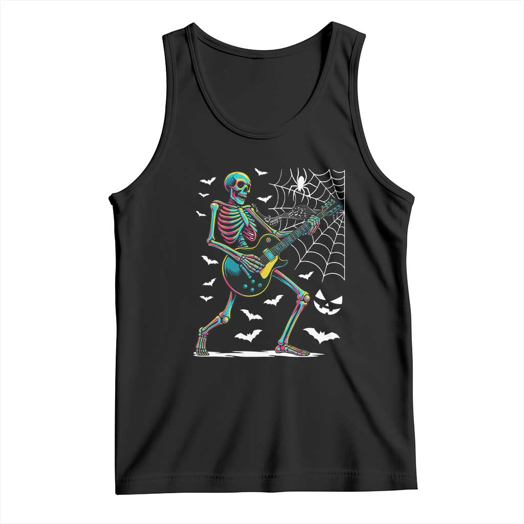 Halloween Rock And Roll Tank Top Skeleton Playing Guitar - Wonder Print Shop