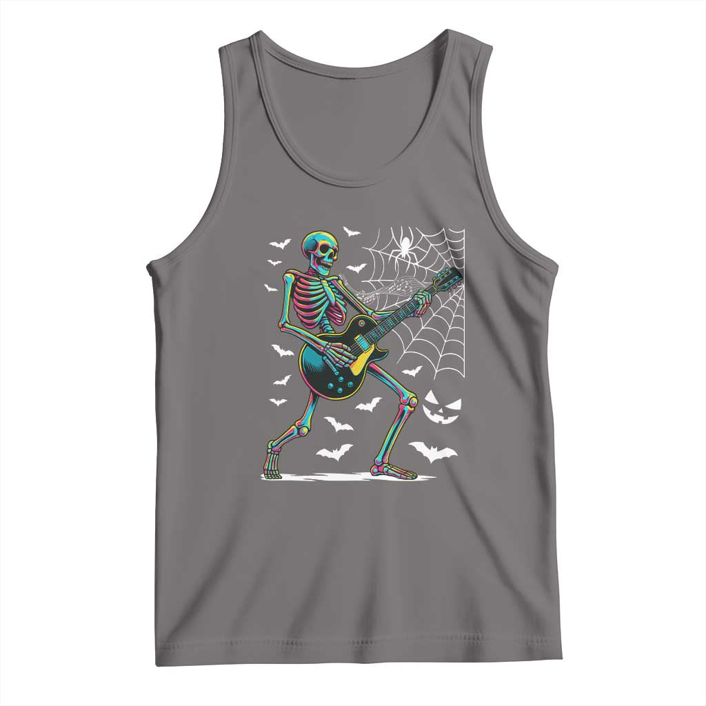 Halloween Rock And Roll Tank Top Skeleton Playing Guitar - Wonder Print Shop