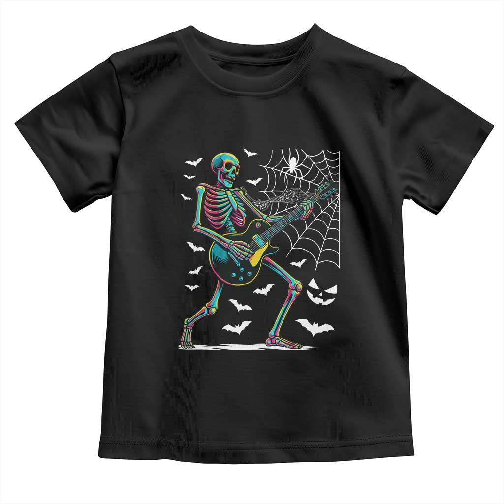 Halloween Rock And Roll Toddler T Shirt Skeleton Playing Guitar - Wonder Print Shop