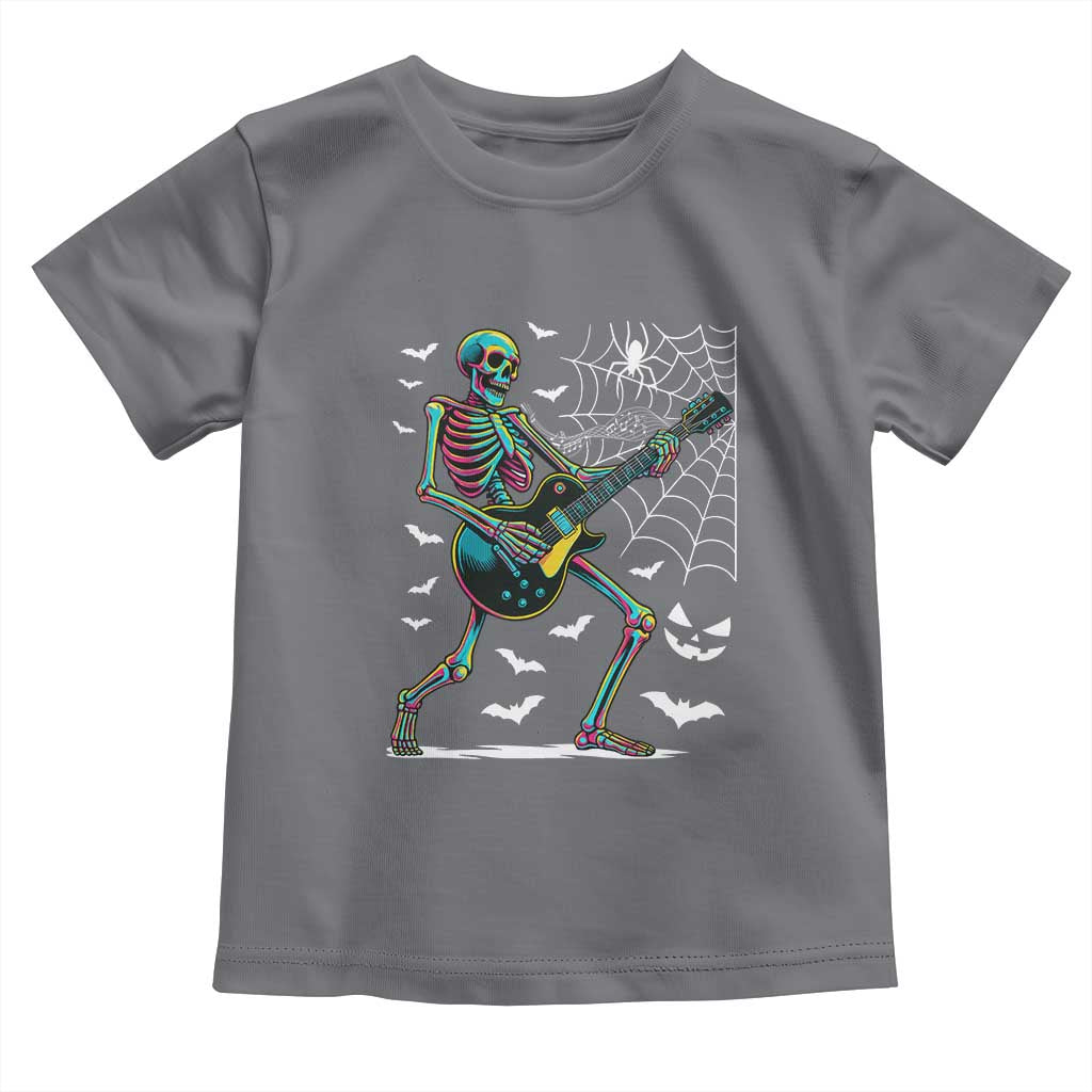 Halloween Rock And Roll Toddler T Shirt Skeleton Playing Guitar - Wonder Print Shop