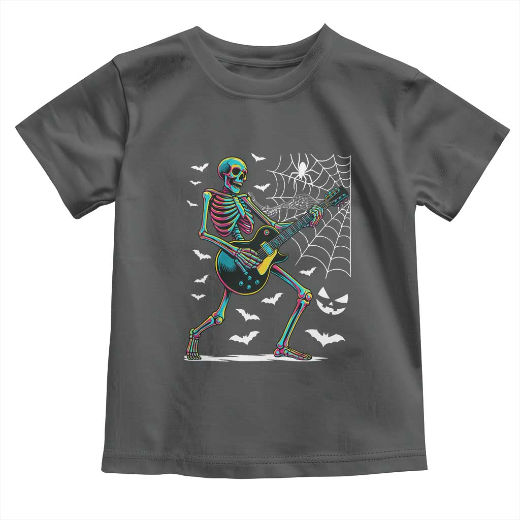 Halloween Rock And Roll Toddler T Shirt Skeleton Playing Guitar - Wonder Print Shop
