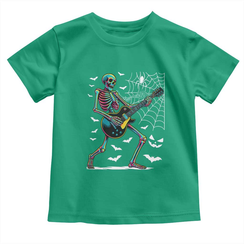 Halloween Rock And Roll Toddler T Shirt Skeleton Playing Guitar - Wonder Print Shop