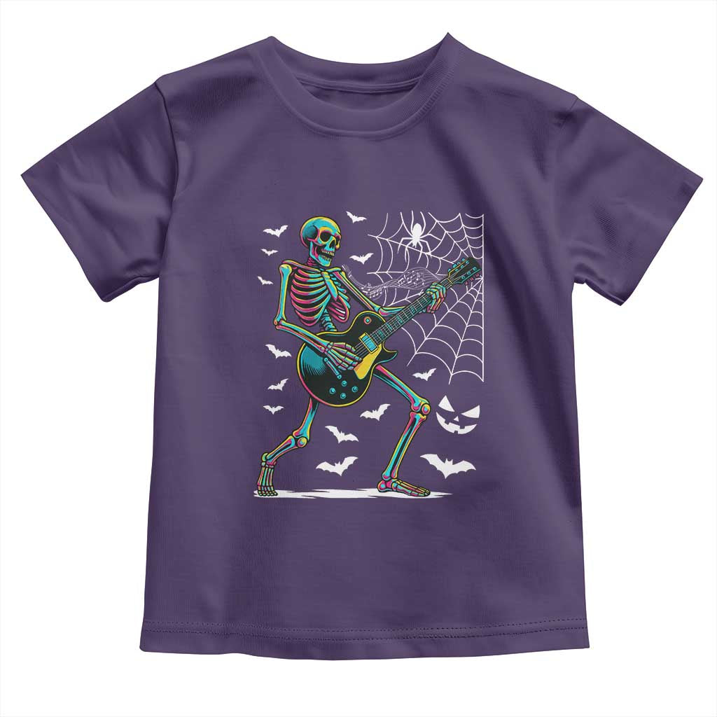 Halloween Rock And Roll Toddler T Shirt Skeleton Playing Guitar - Wonder Print Shop