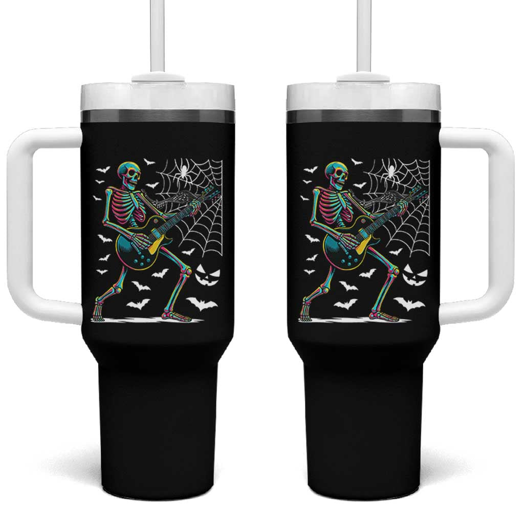 Halloween Rock And Roll Tumbler With Handle Skeleton Playing Guitar