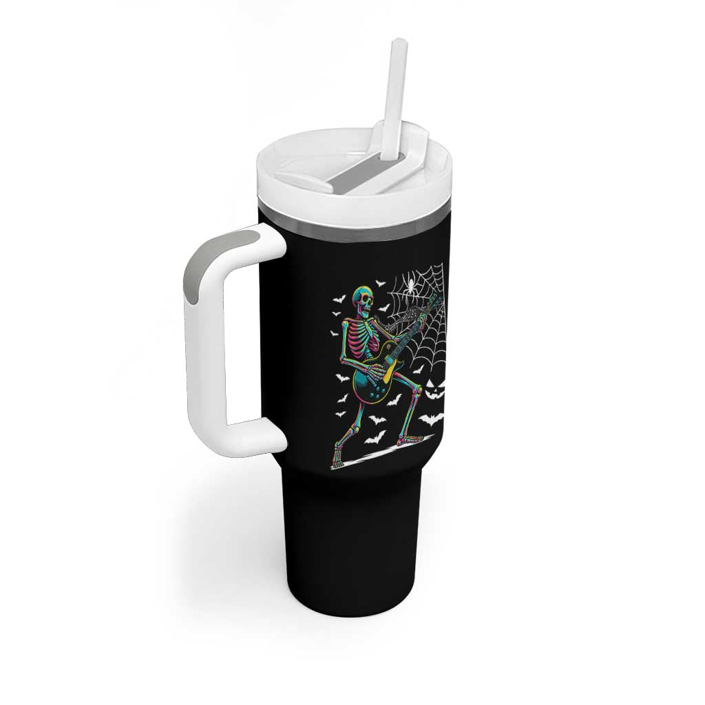 Halloween Rock And Roll Tumbler With Handle Skeleton Playing Guitar